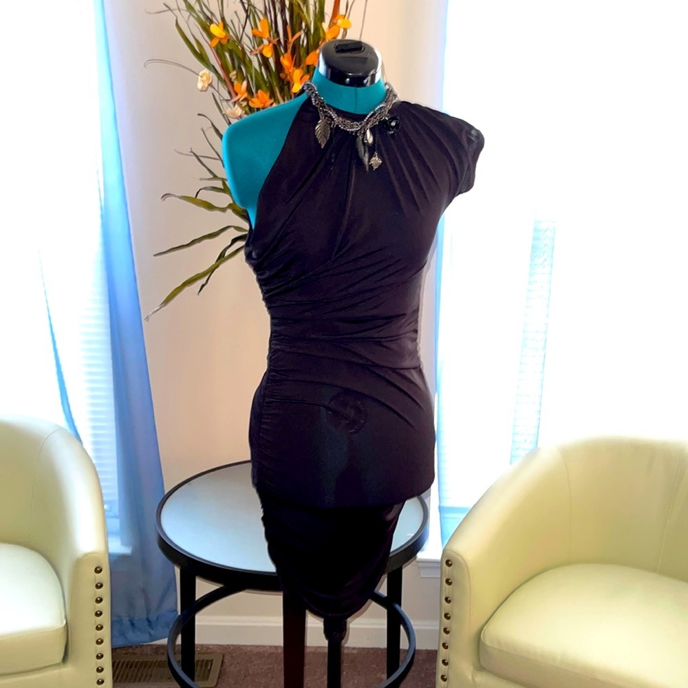 Fanny D | All Black One Shoulder Ruched Bodycon Dress​